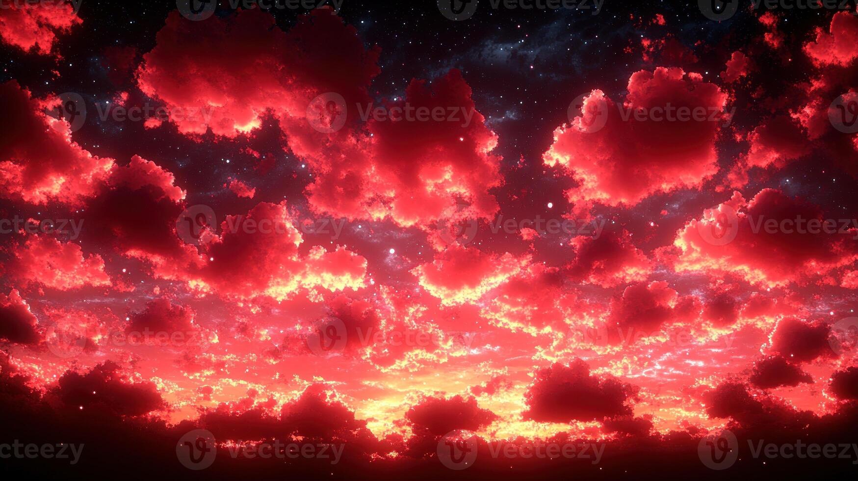 Experience the stunning red clouds as the sun sets, setting the sky ablaze photo