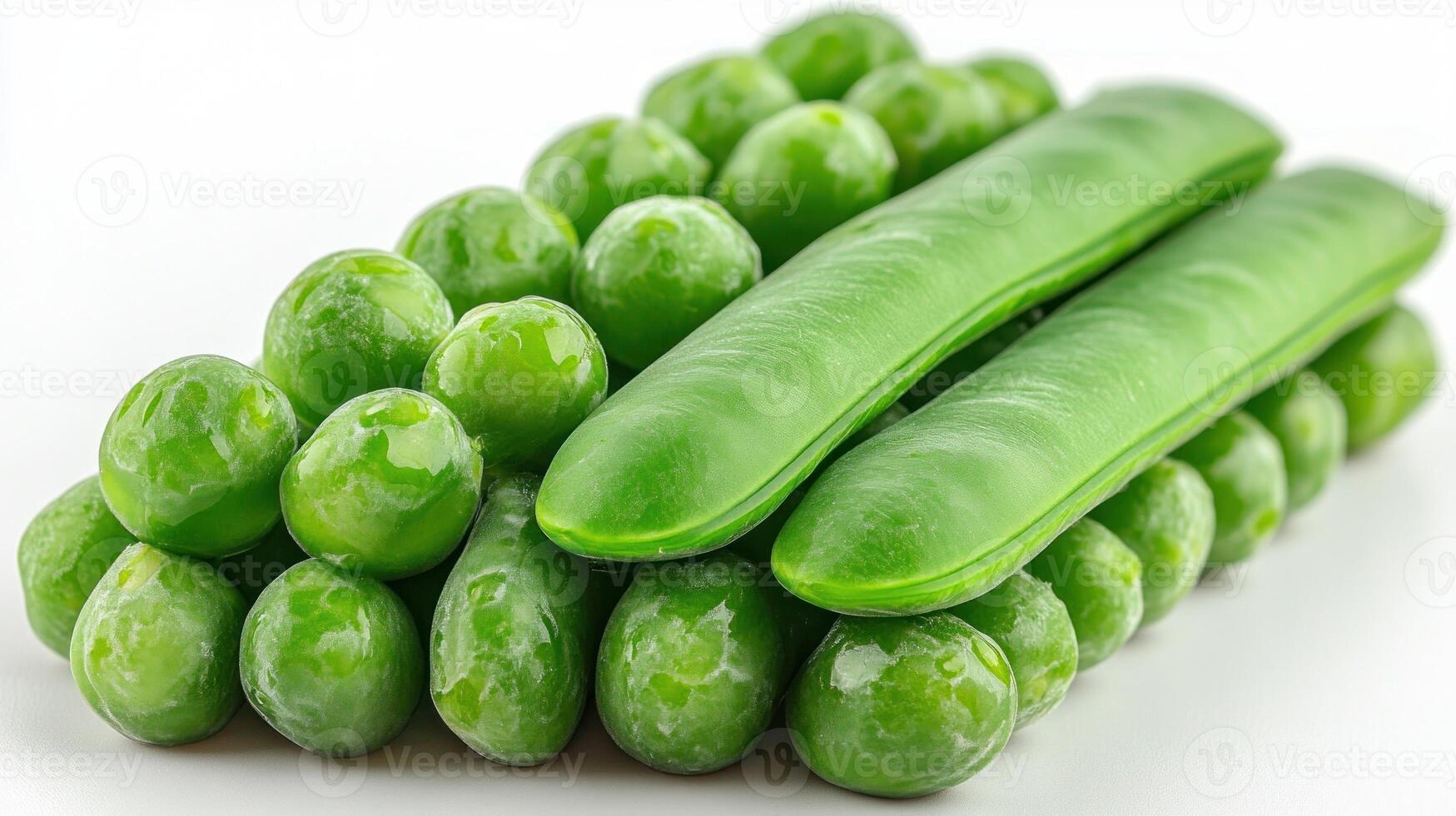 A vibrant display of fresh green peas and pods creates an inviting and nutritious arrangement photo
