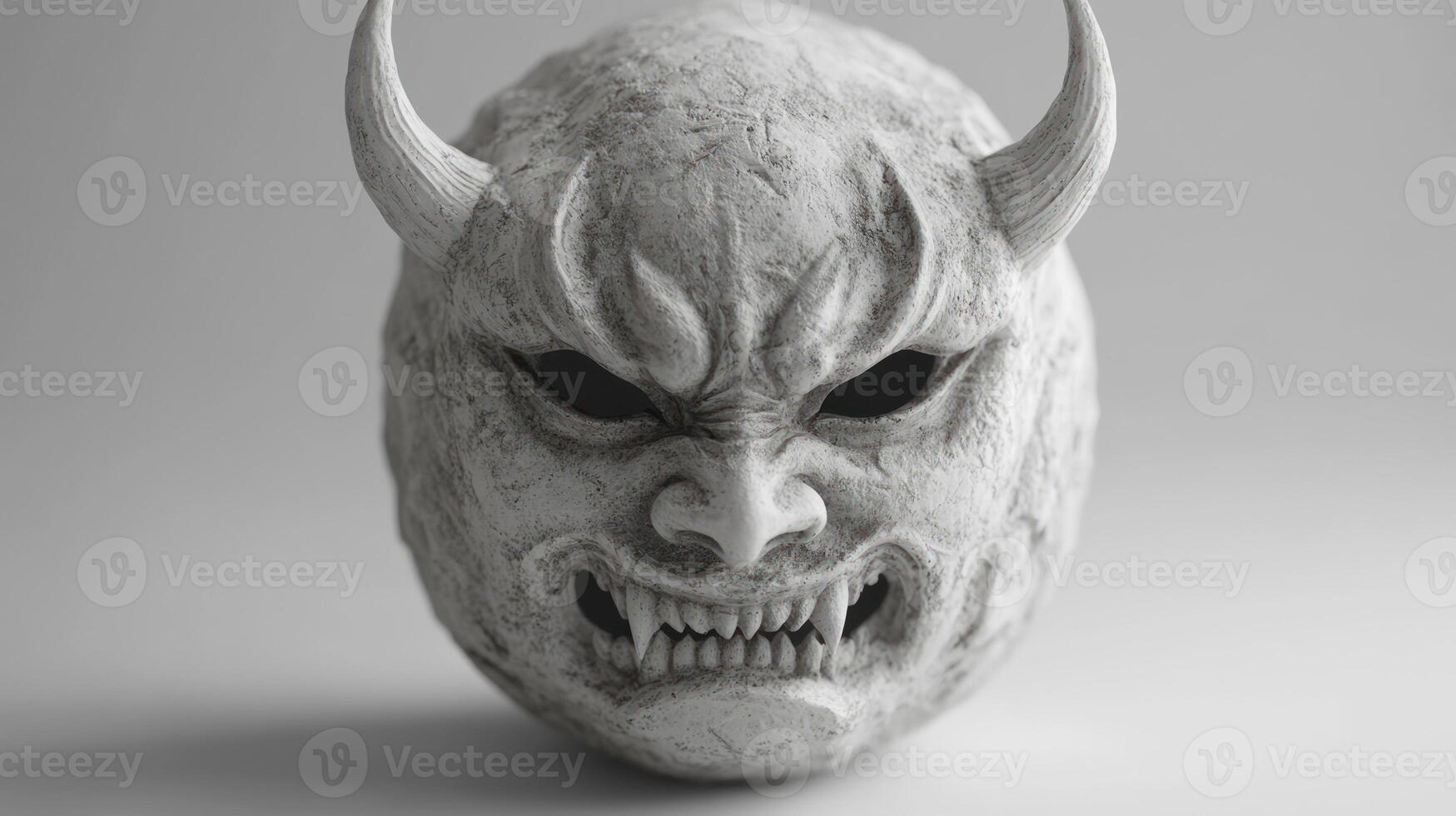 This stunning demon mask features sharp horns and a fearsome grin, embodying a powerful spirit photo
