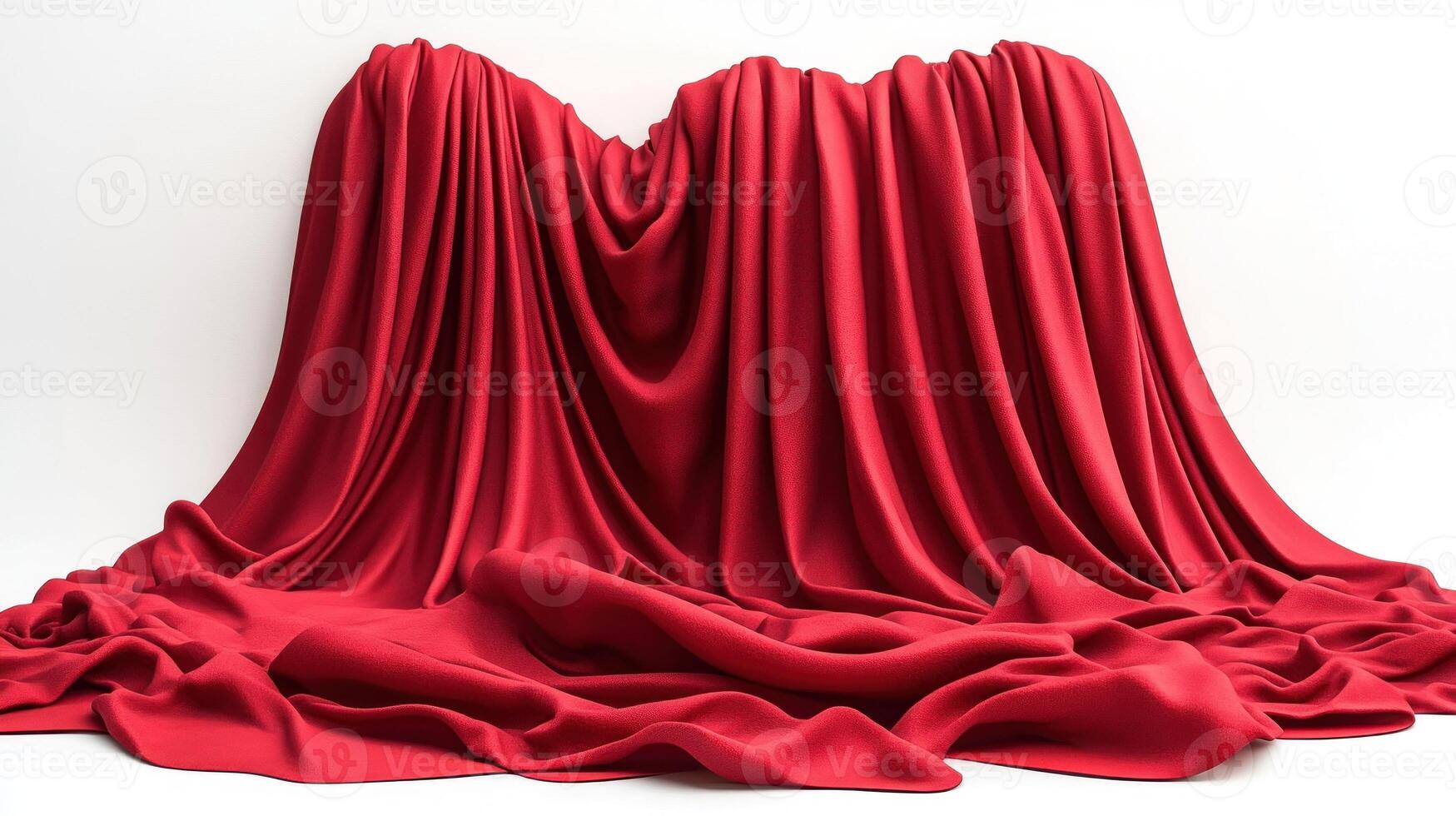 Soft crimson drapery flows in gentle waves, inviting touch and intrigue photo
