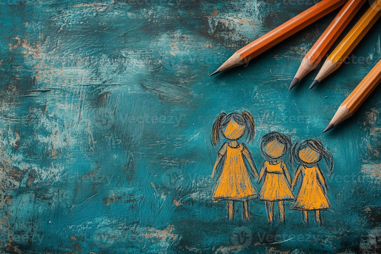 Drawing by pencils Easter traditions with family joy in 2025 copy space photo