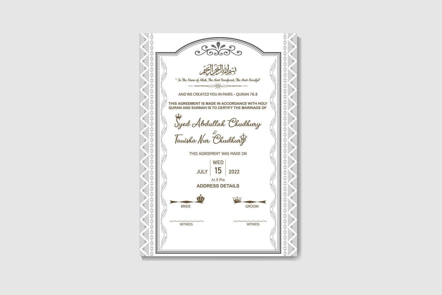 wedding invitation card with a white background vector