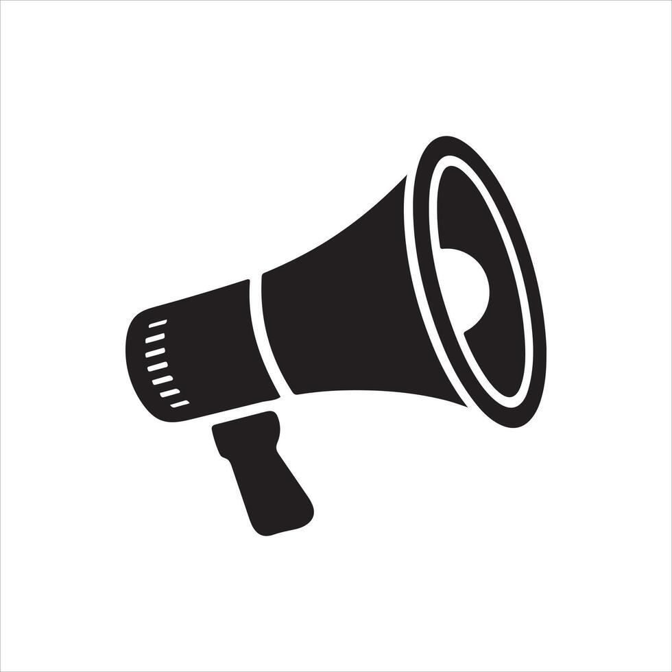 Simple Black Megaphone Icon with Sound Waves vector