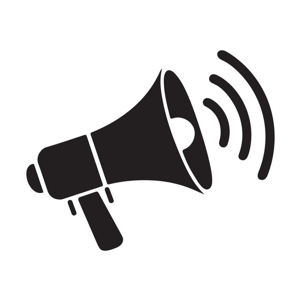 Simple Black Megaphone Icon for Public Announcement vector