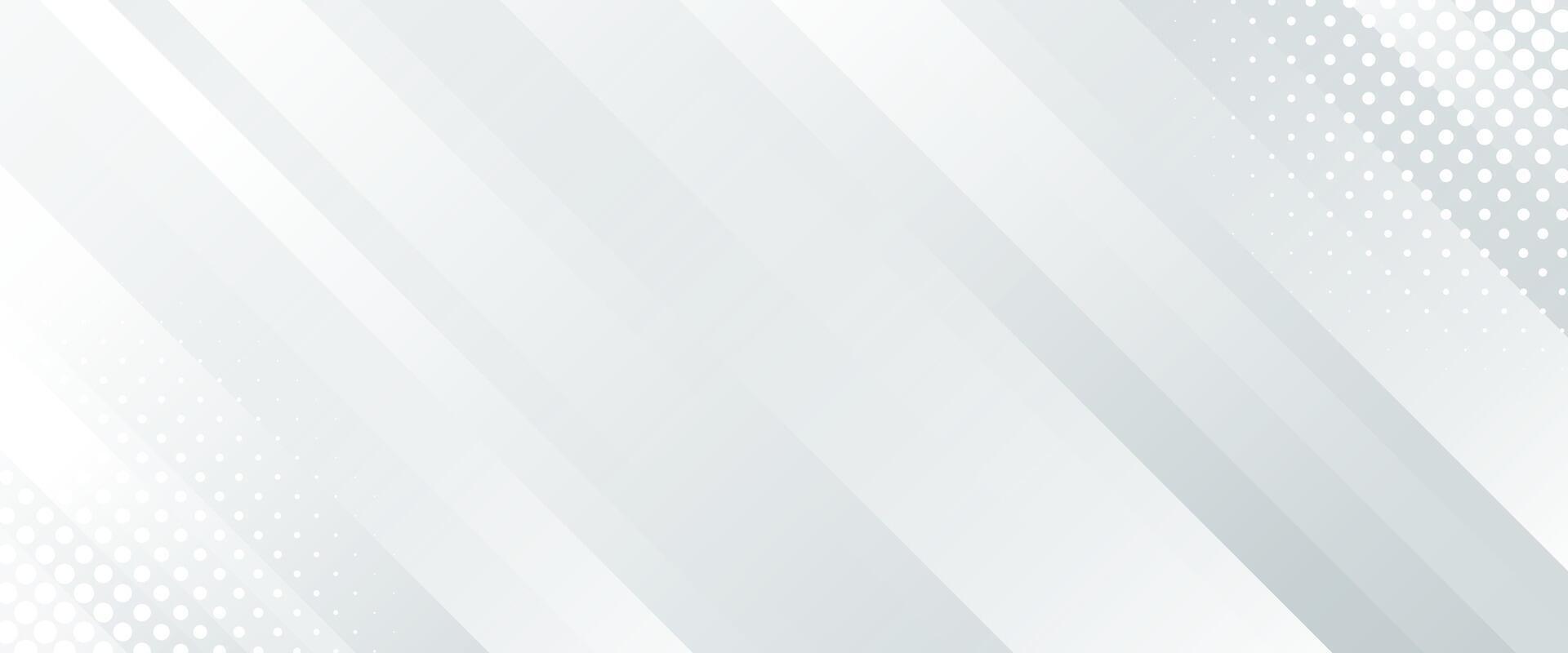 White-gray abstract dynamic banner background with halftone. Diagonal stripes texture vector