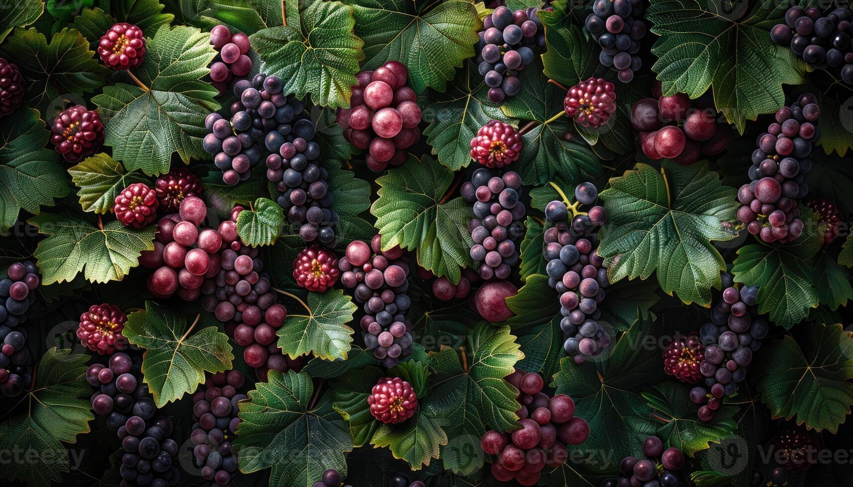 Lush Grapevine Abundant With Grapes And Berries photo