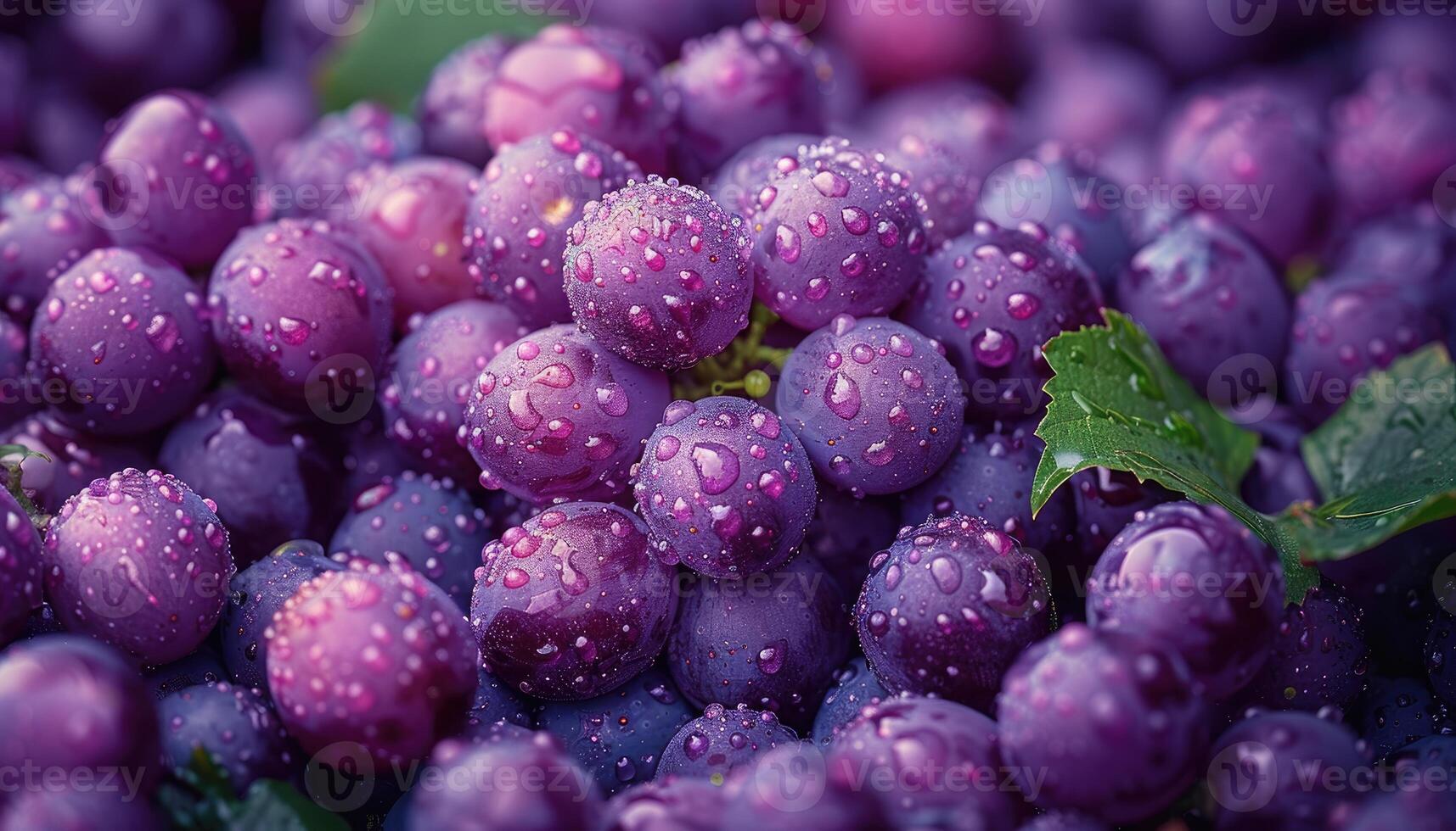 Dew Covered Purple Grapes A Close Up View photo