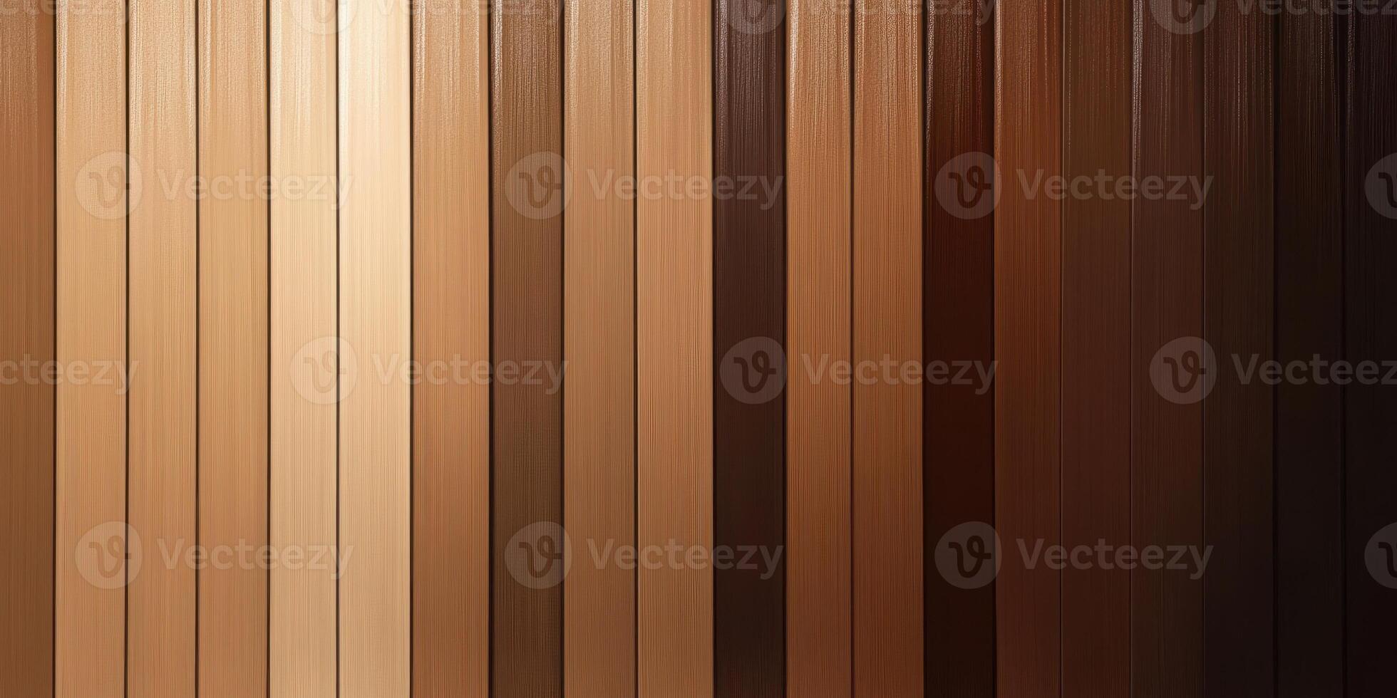 Gradient of vertical wooden planks in various shades of brown for textured background photo