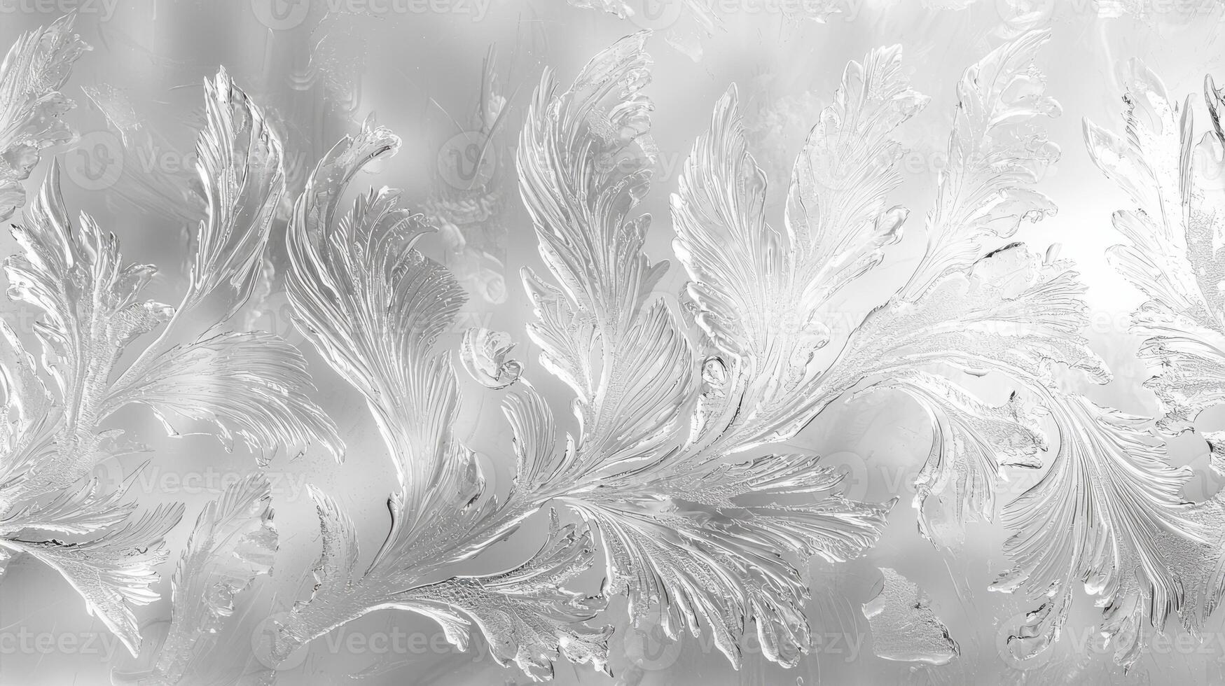 Intricate ice frost pattern on window capturing natural winter details photo
