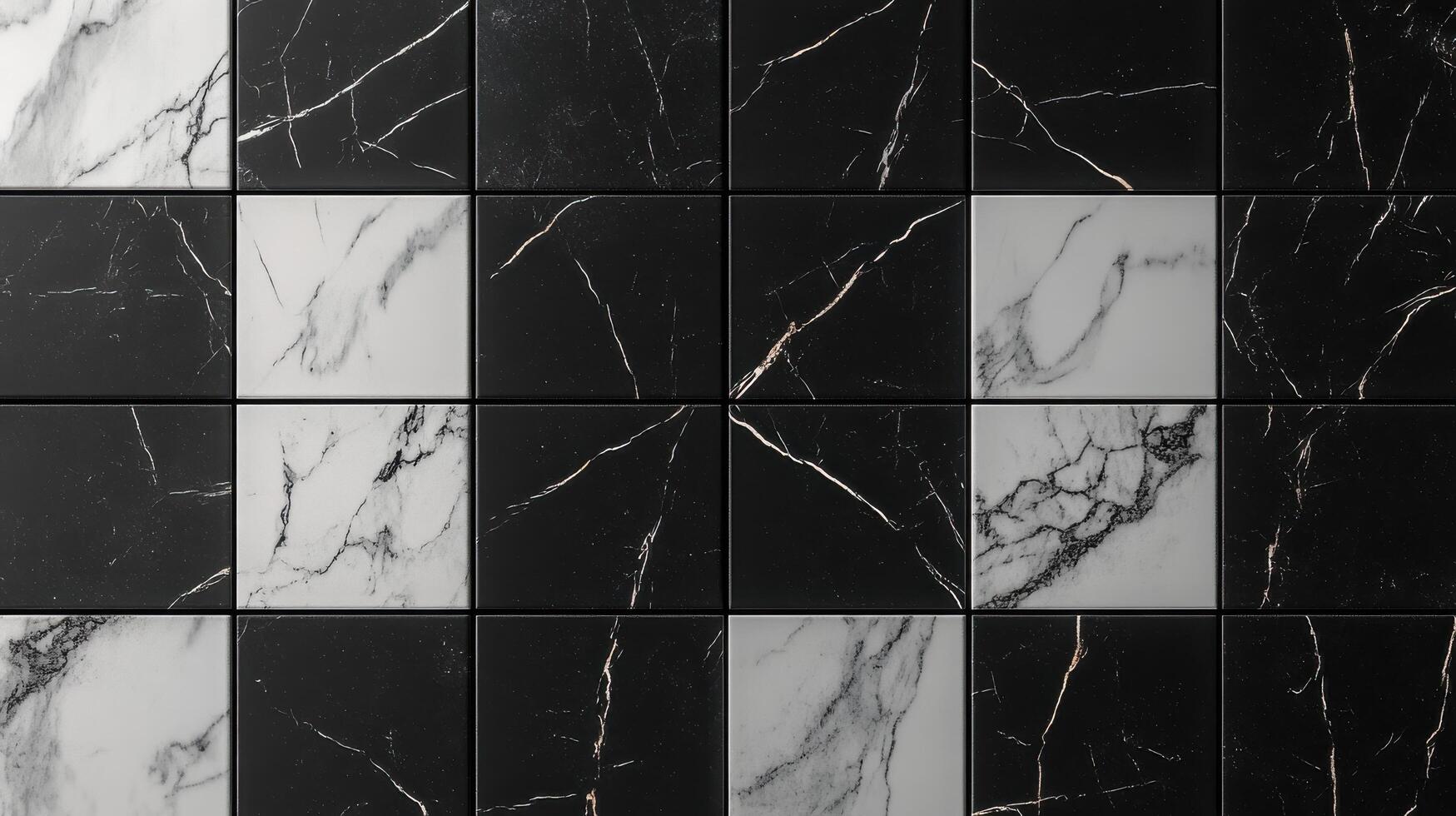 Black and white marble pattern tiles with elegant veining for interior design concept photo