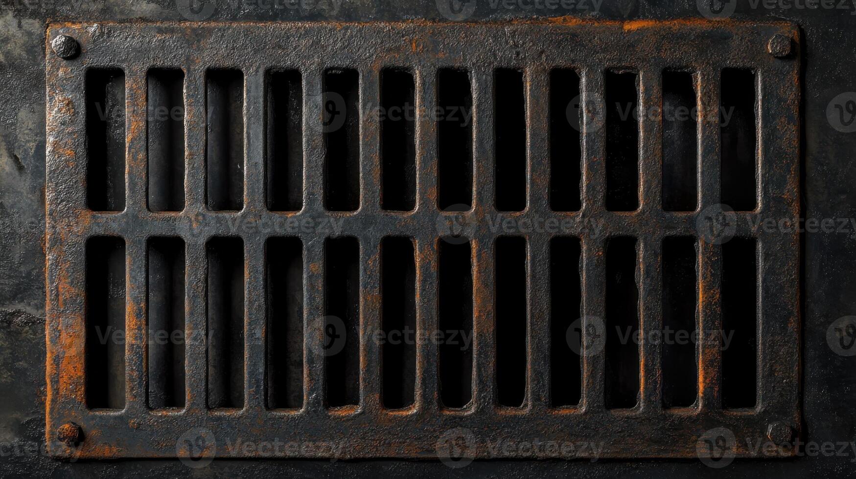 Rectangular metal grate with rust texture for industrial backgrounds photo