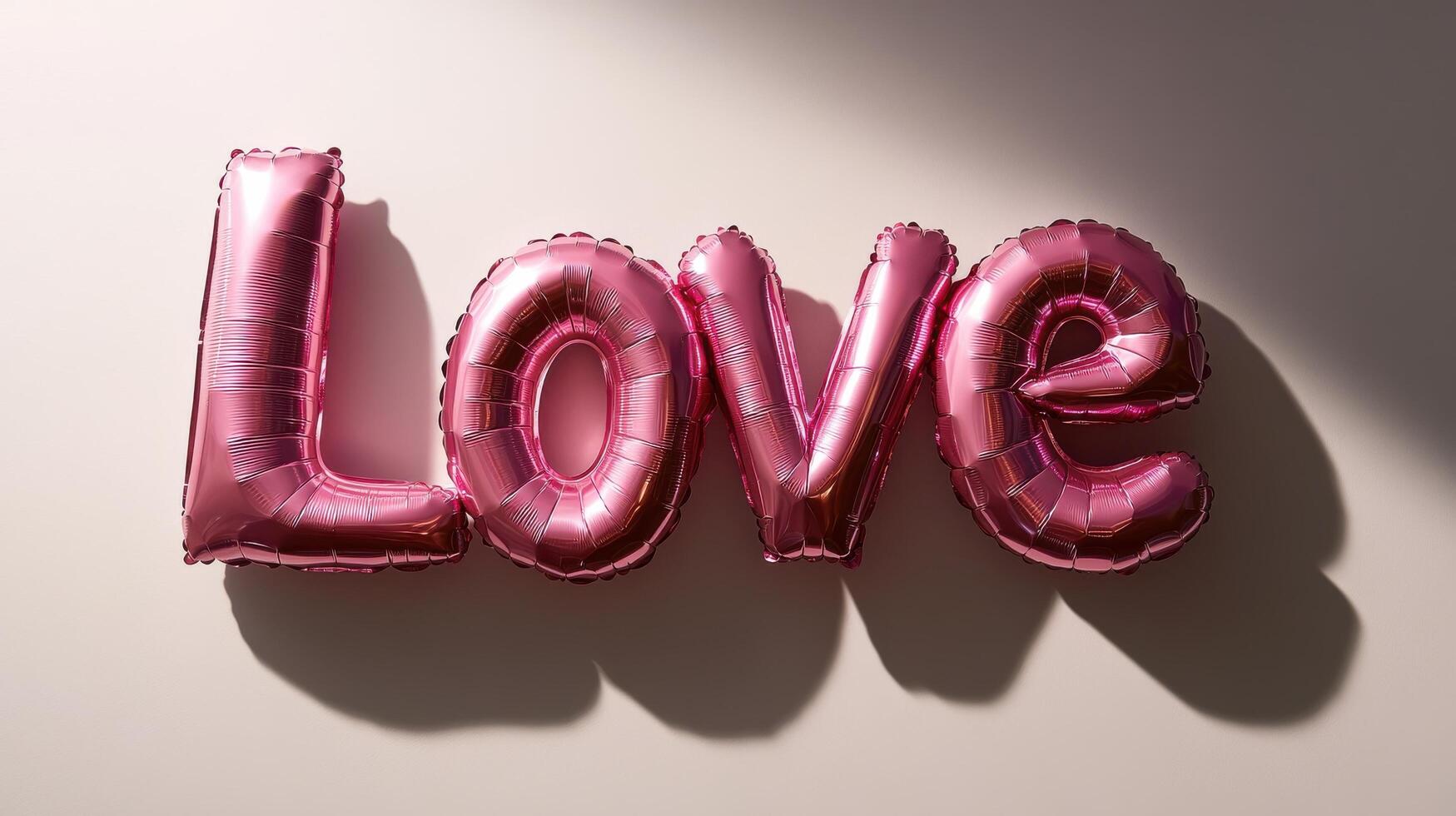Pink balloon letters forming the word love against a white background photo