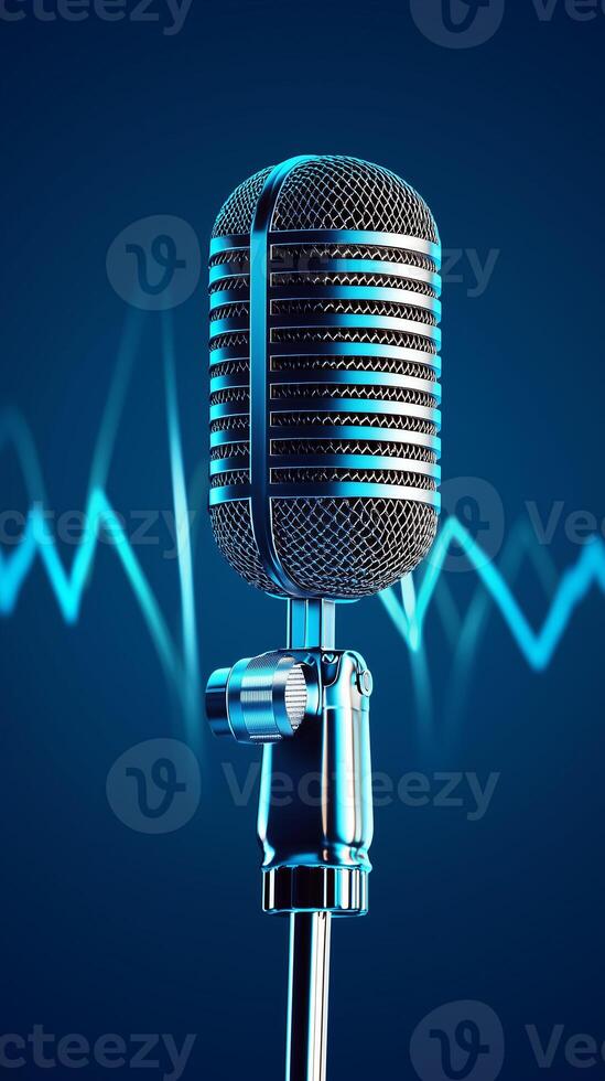 microphone with sound waves photo