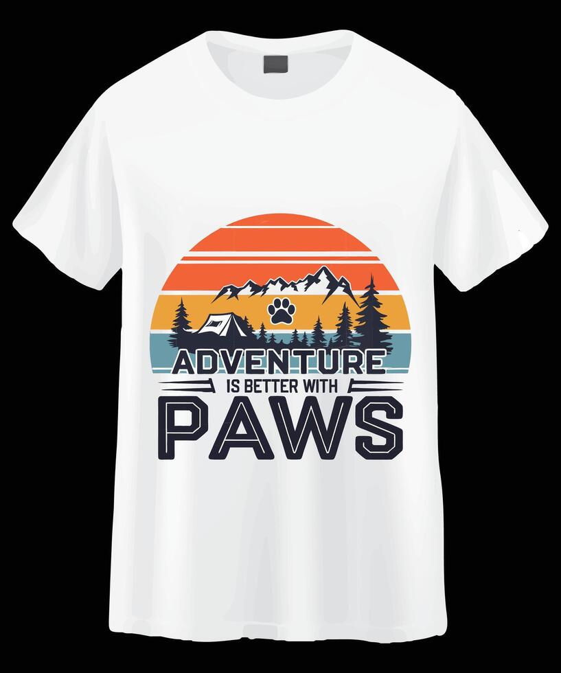 Inspiring Adventure T-Shirt with Paw Print Design vector