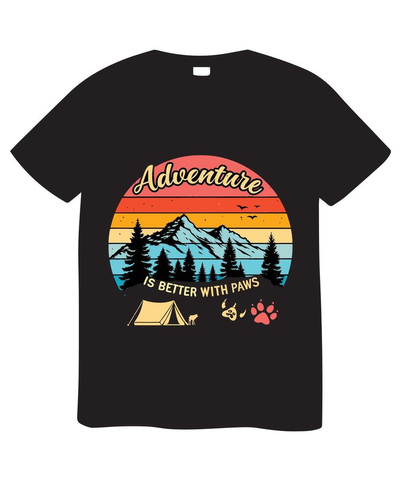 Adventure is Better with Paws Stylish Graphic Tee Design vector