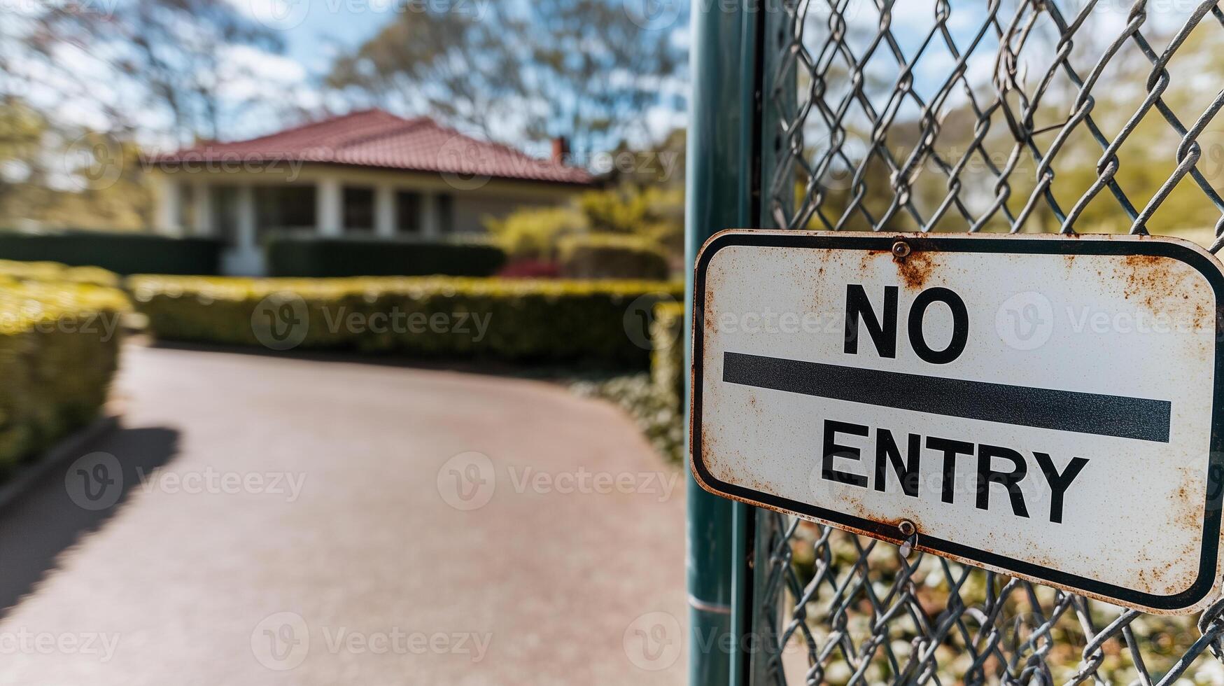 NO ENTRY warning sign in front of the house photo