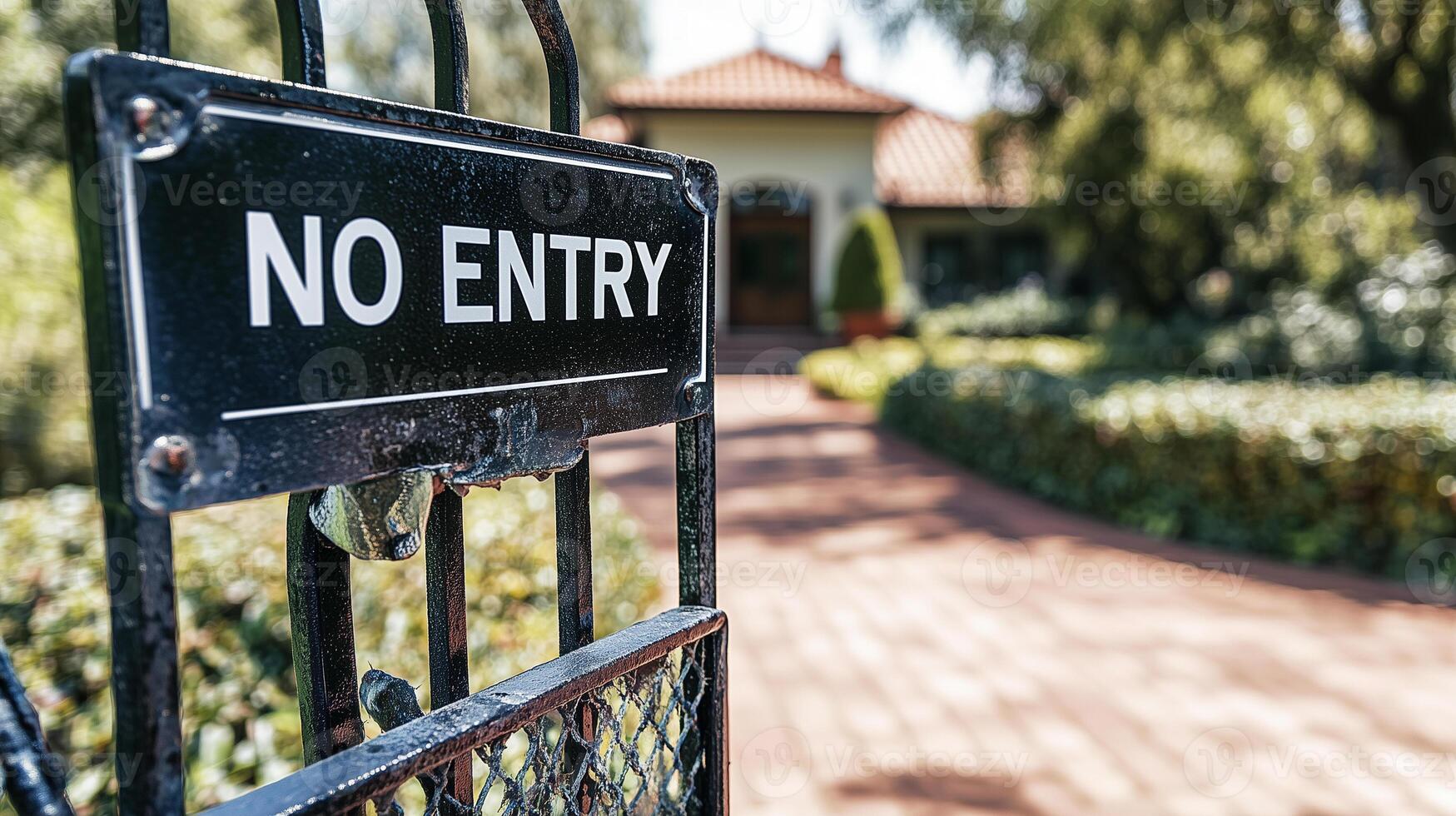 no entry sign on gate photo