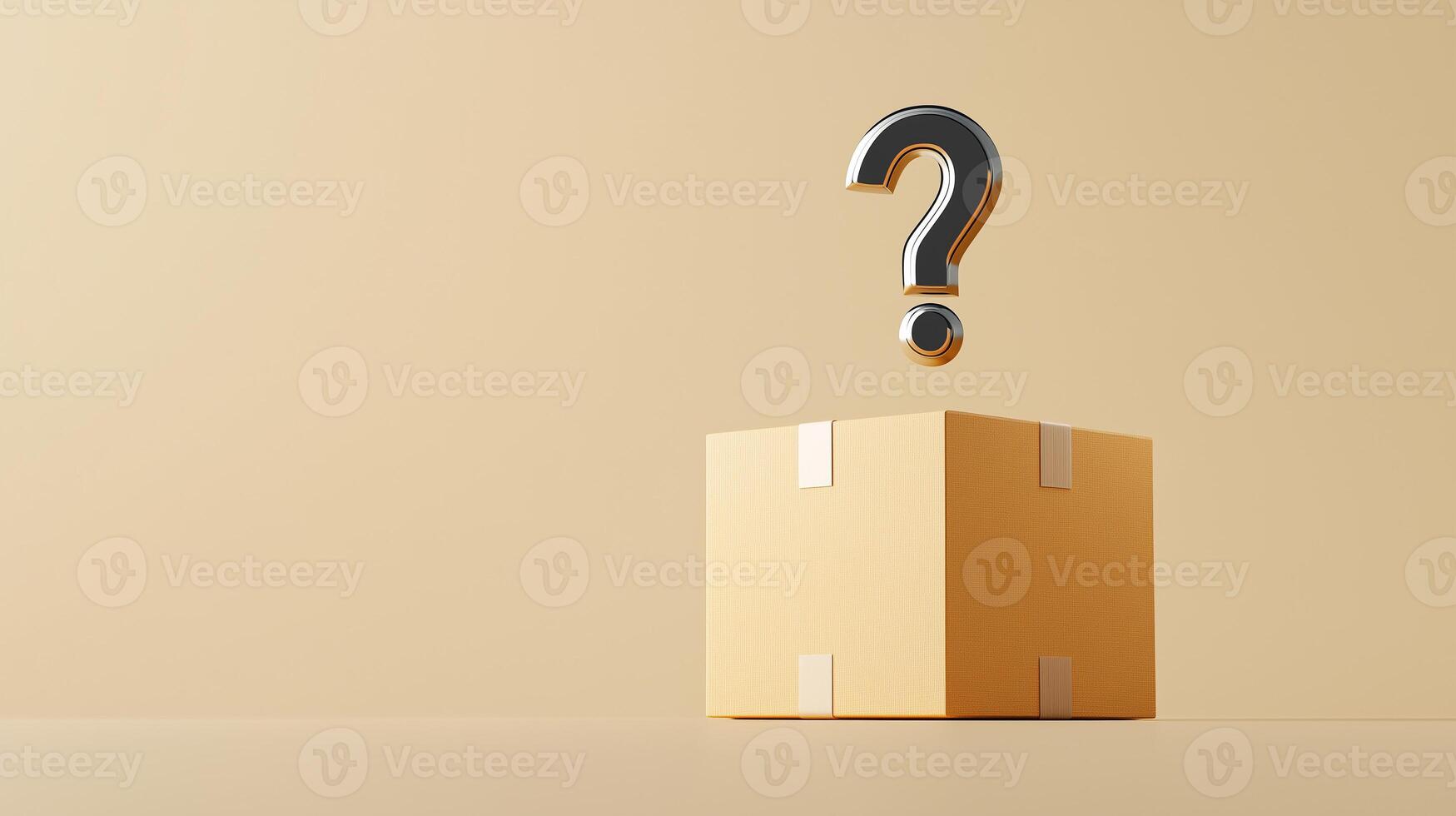 question mark on cardboard box with question mark concept 3d render photo