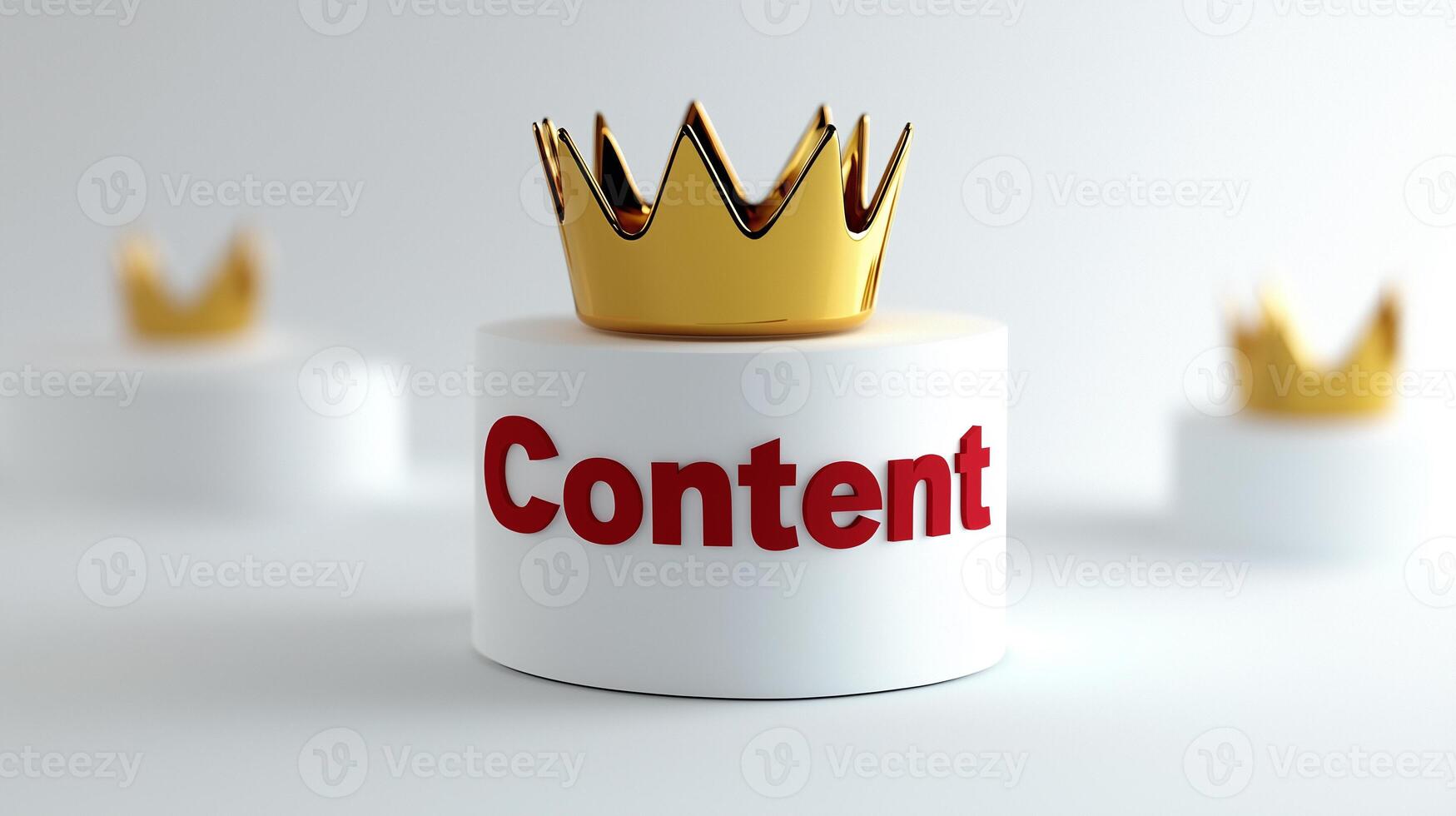 a crown is placed on a block labeled with the word content photo