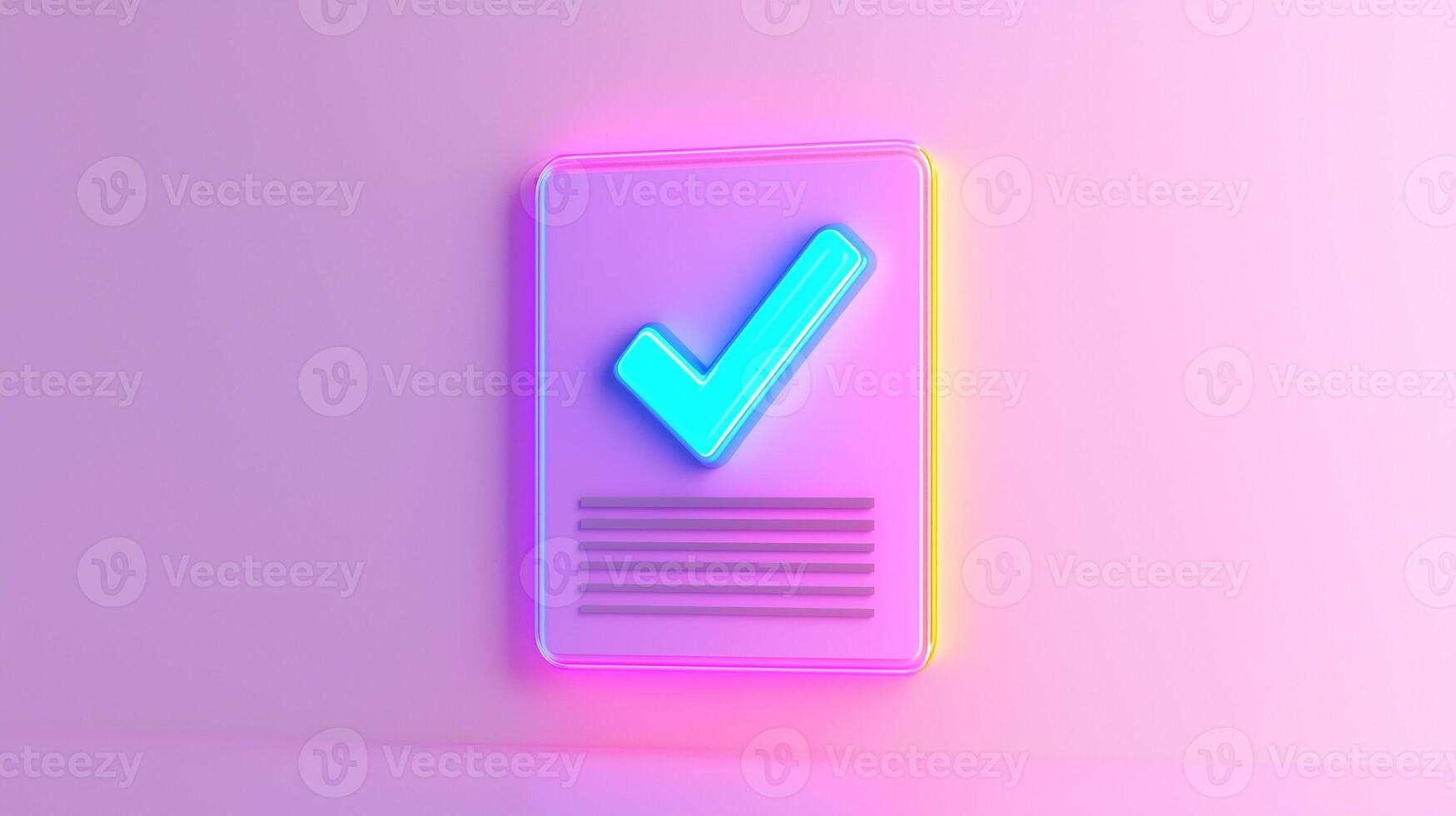a neon sign with a check mark on it photo