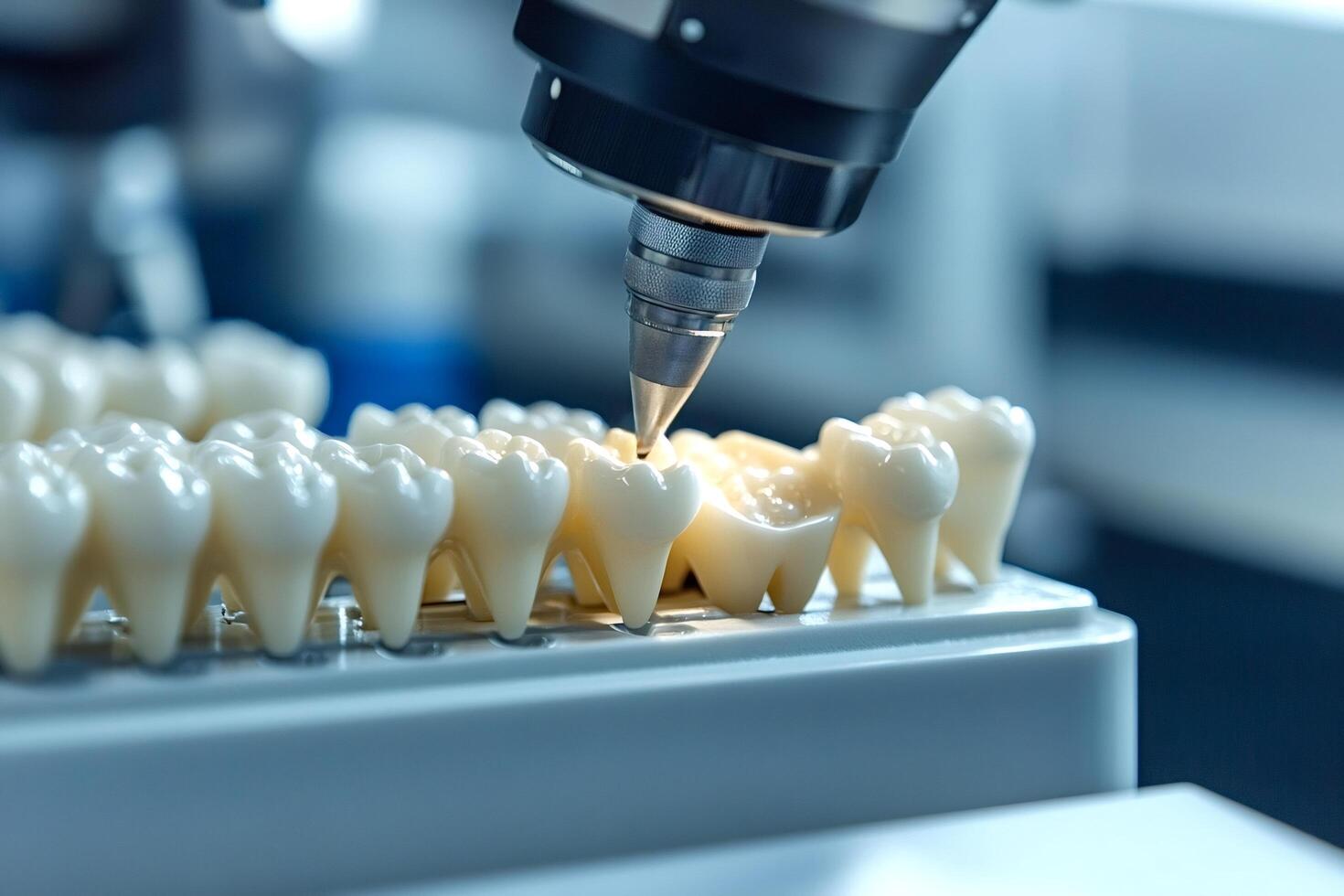 Dental milling machine carving a prosthesis in a dental laboratory photo