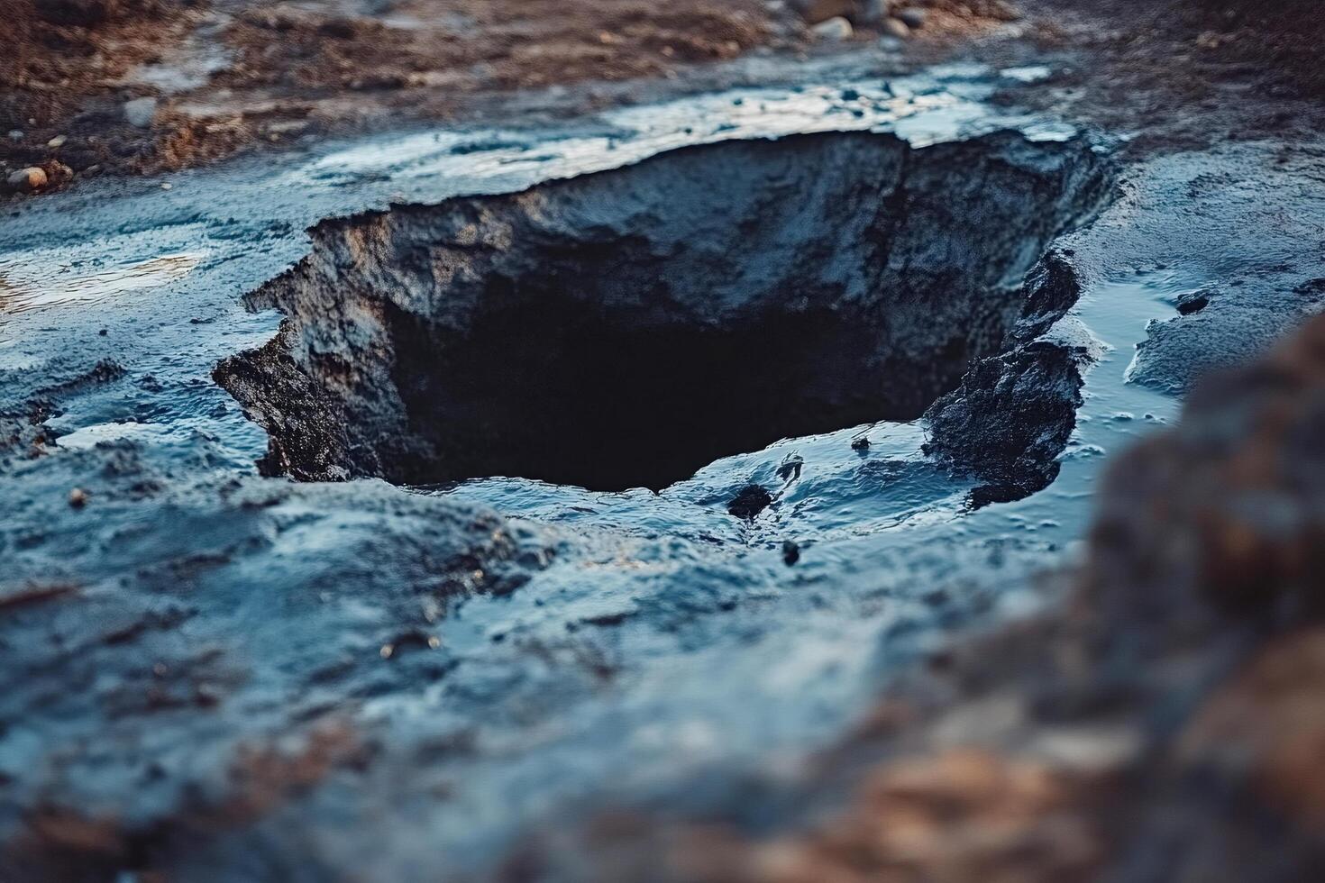 Tar pit releasing toxic and dangerous gases photo