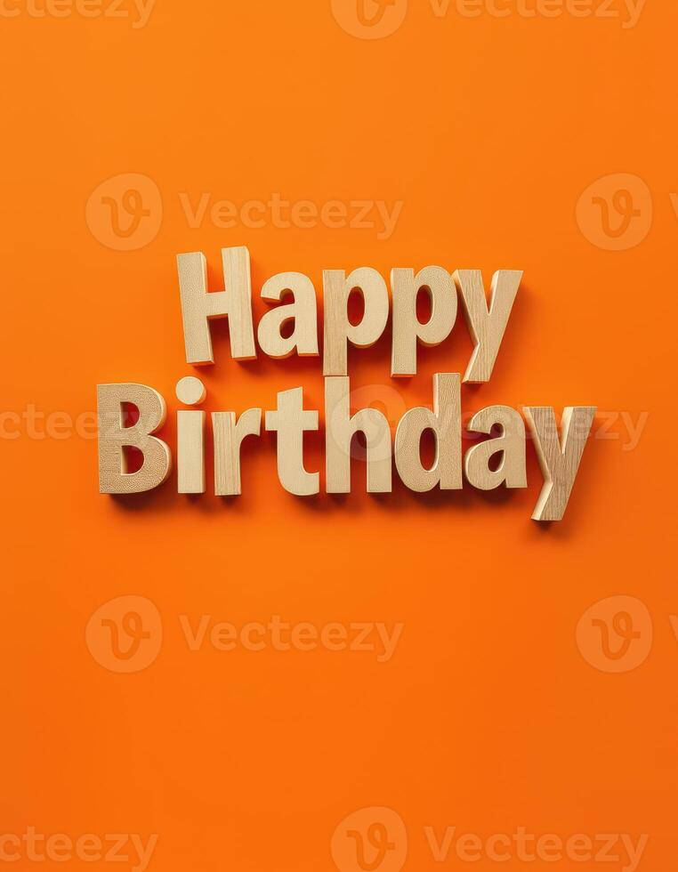 Bright and cheerful birthday greeting displayed on a vibrant orange background celebrating a special occasion with joy and festivity photo