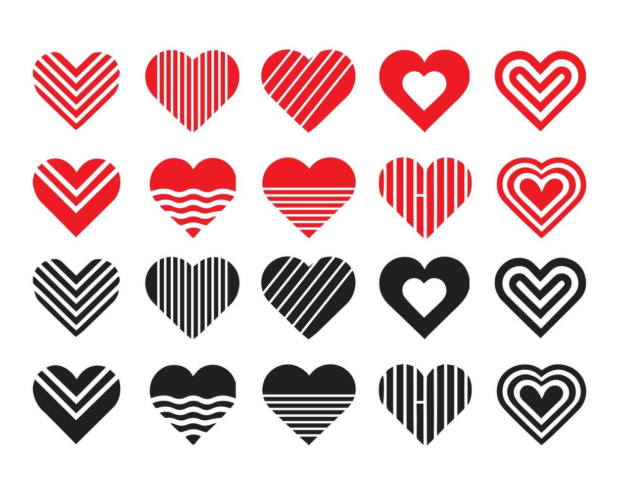 set of different variation hearts icon symbol illustration vector