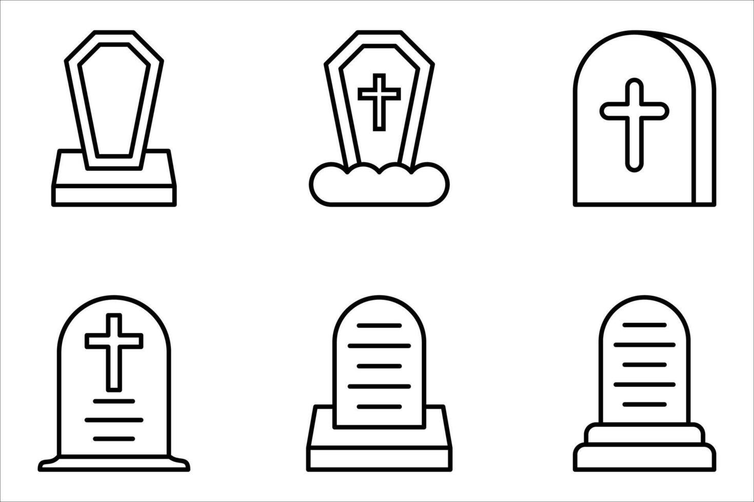 tombstone icon set vector