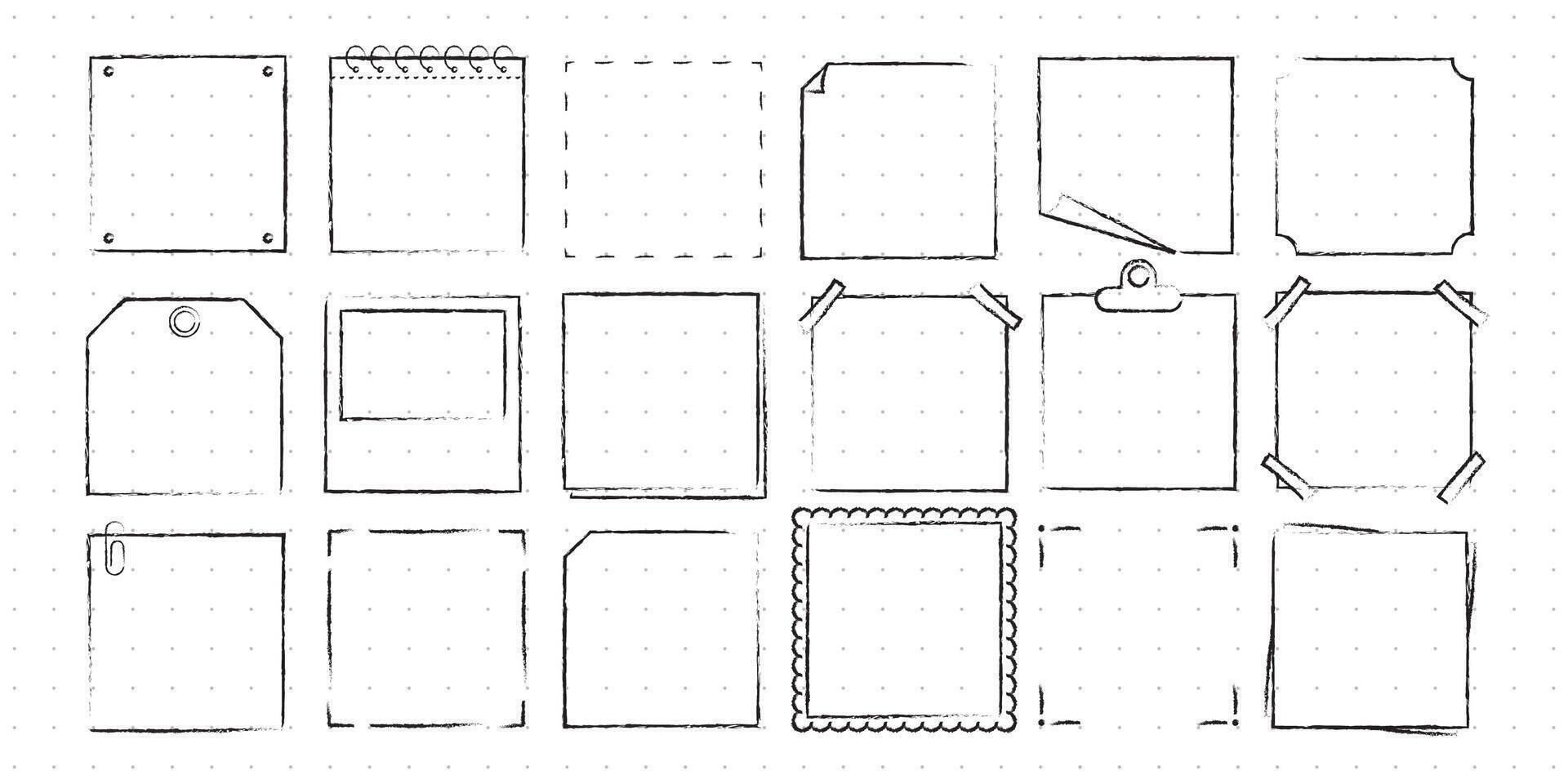 Set of Cute Hand drawn Doodle Banners and Ribbons isolated on white background for your Design. Bullet journal Ideas. Girly Stuff. Sticky Notes. vector