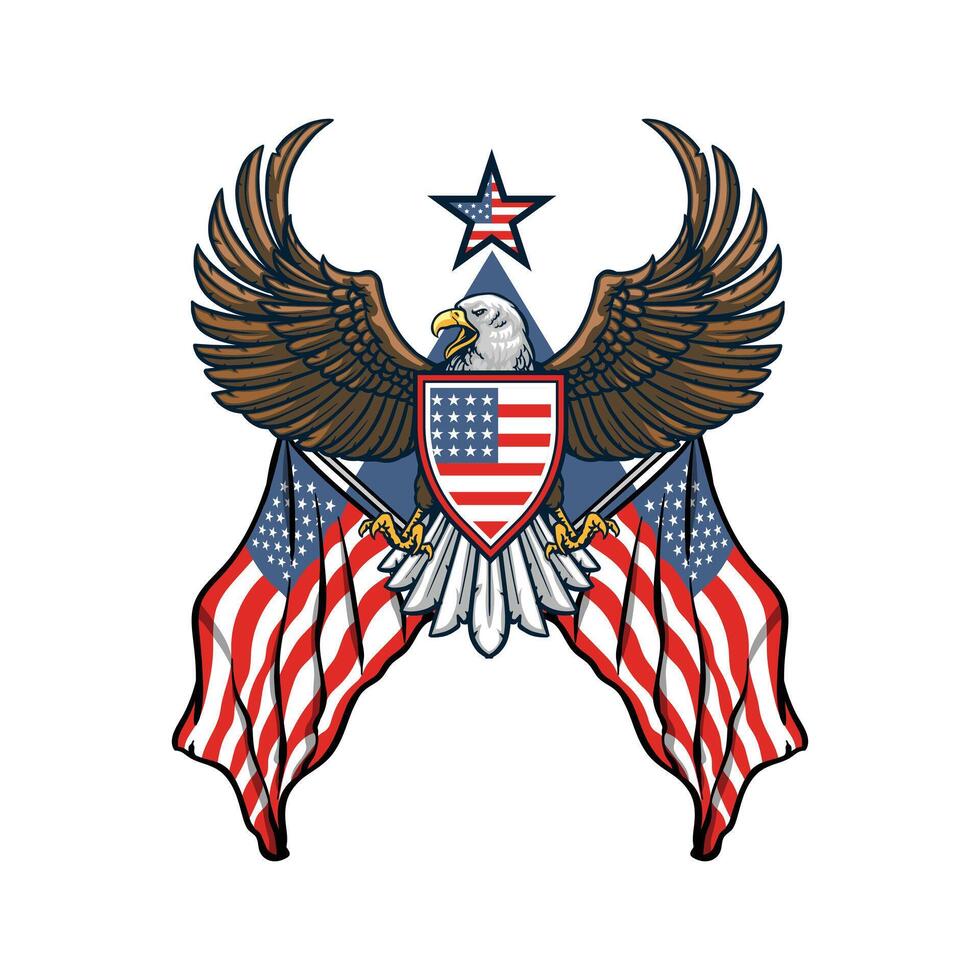 american eagle and american symbols vector