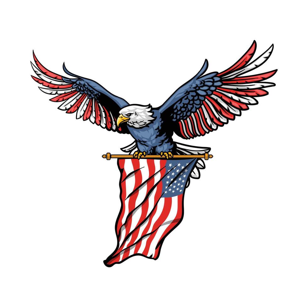american eagle carrying flag vector