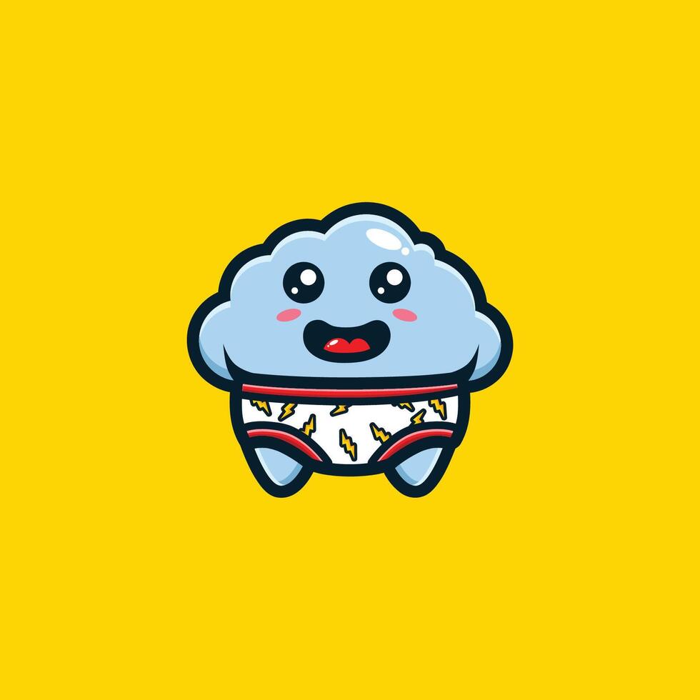 cute cloud wearing thunder wear vector
