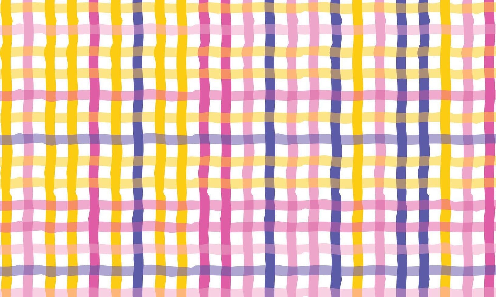Vibrant hand drawn plaid pattern in pastel colors vector