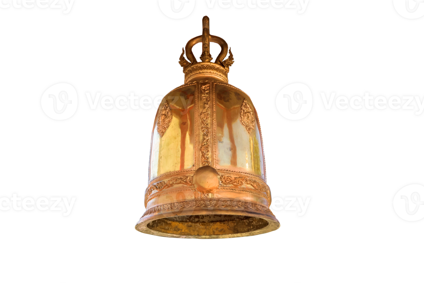 Golden bell at a temple in Thailand according to Buddhist beliefs. on transparent background png