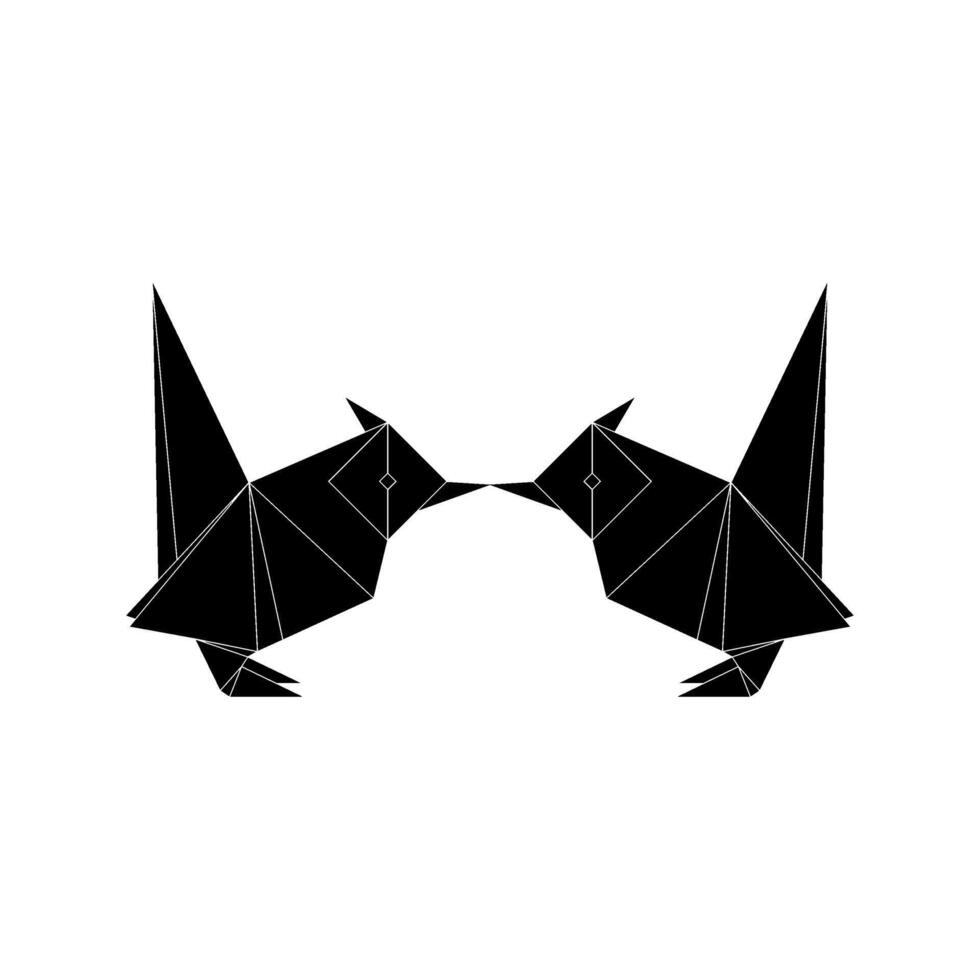 Pair of the Finches, Goldfinch Shape Inspired by Origami Form, can use for Logo, Pictogram, Bird Figure, Website, Apps, or Graphic Design Element. Black White and Flat Style vector