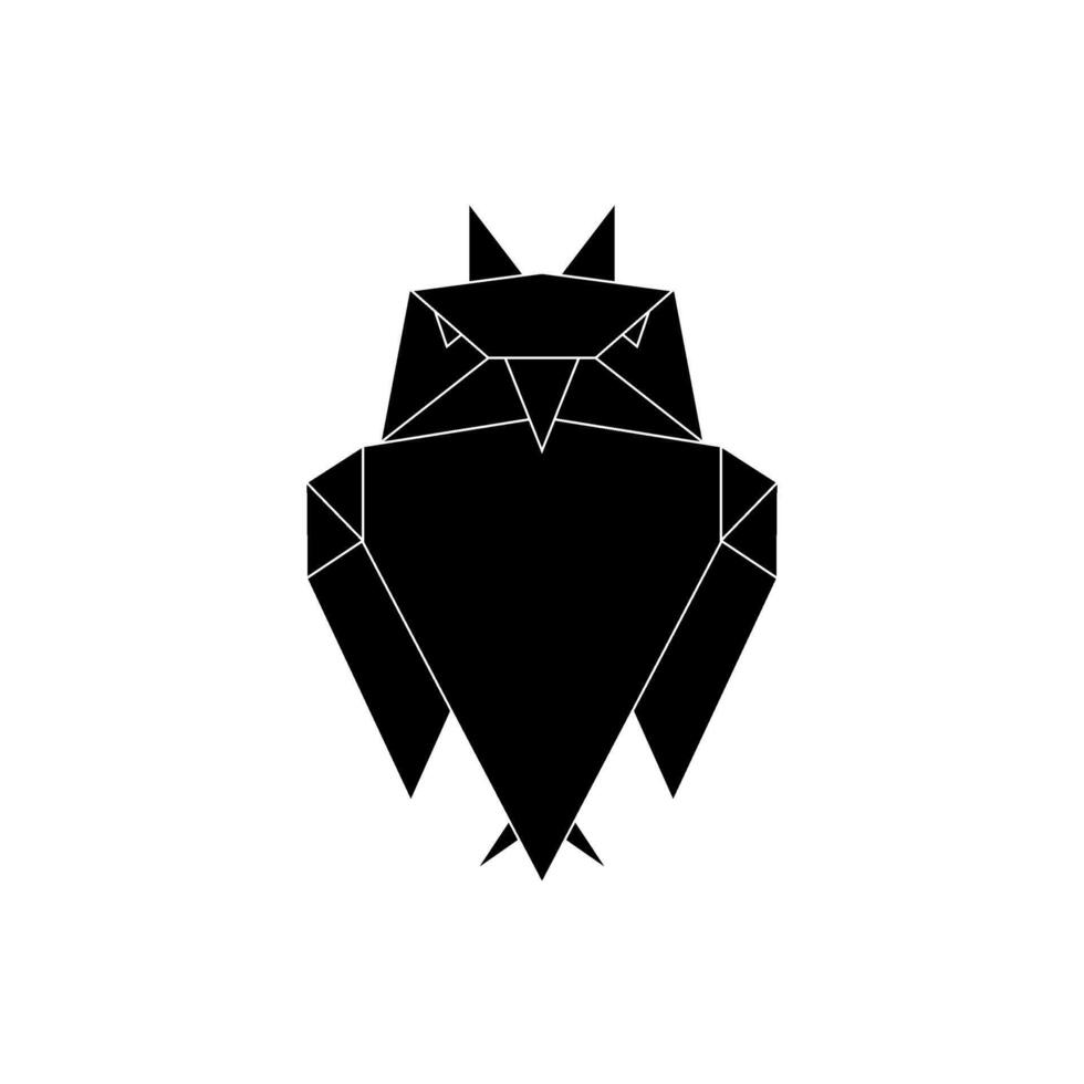 Owl Shape Inspired by Origami Form, can use for Logo, Pictogram, Bird Figure, Website, Apps, or Graphic Design Element. Black White and Editable vector