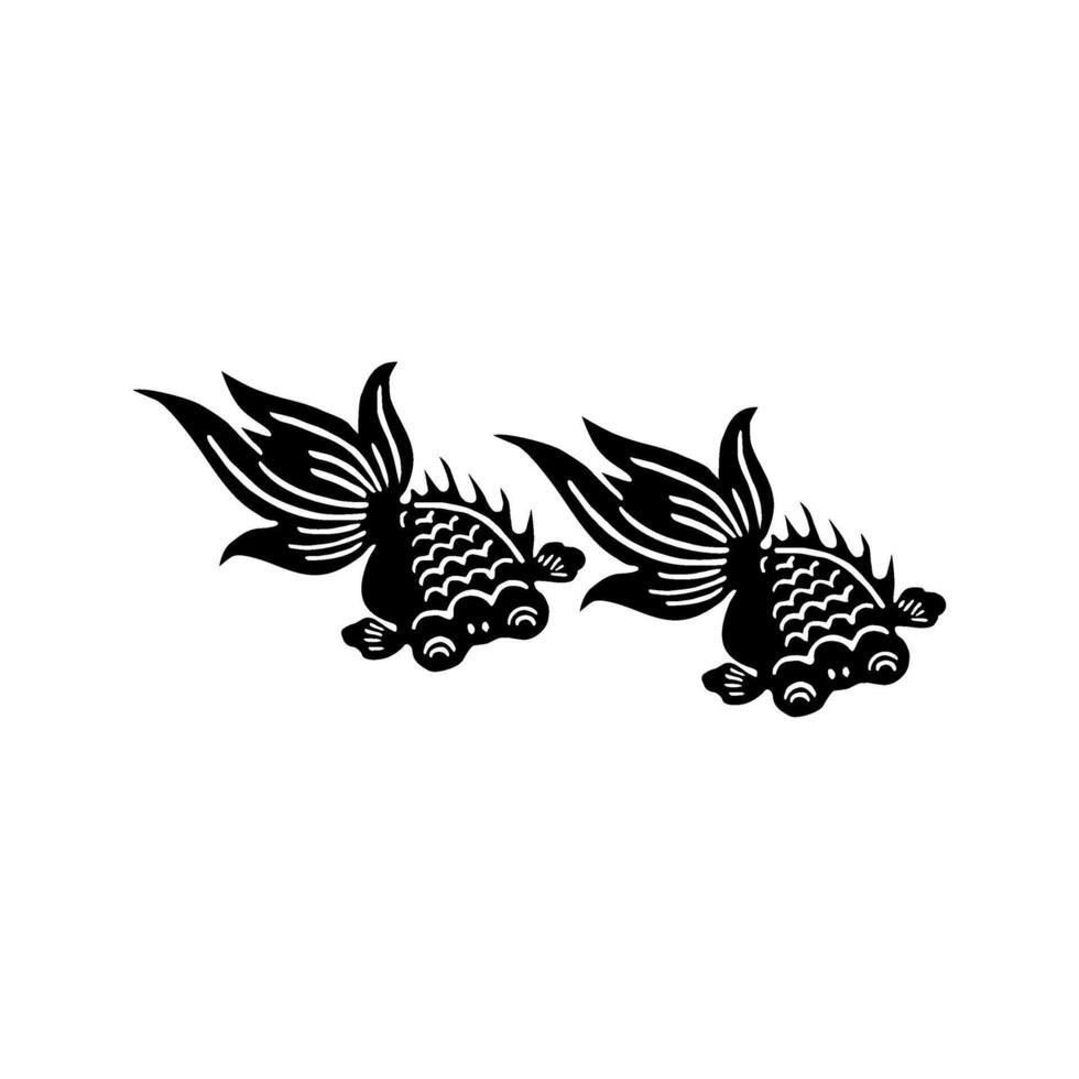 Silhouette of the Gold Fish, Oriental Style, can use for Ornate, Decoration, Logo Gram, Pictogram or Graphic Design Element. Editable vector