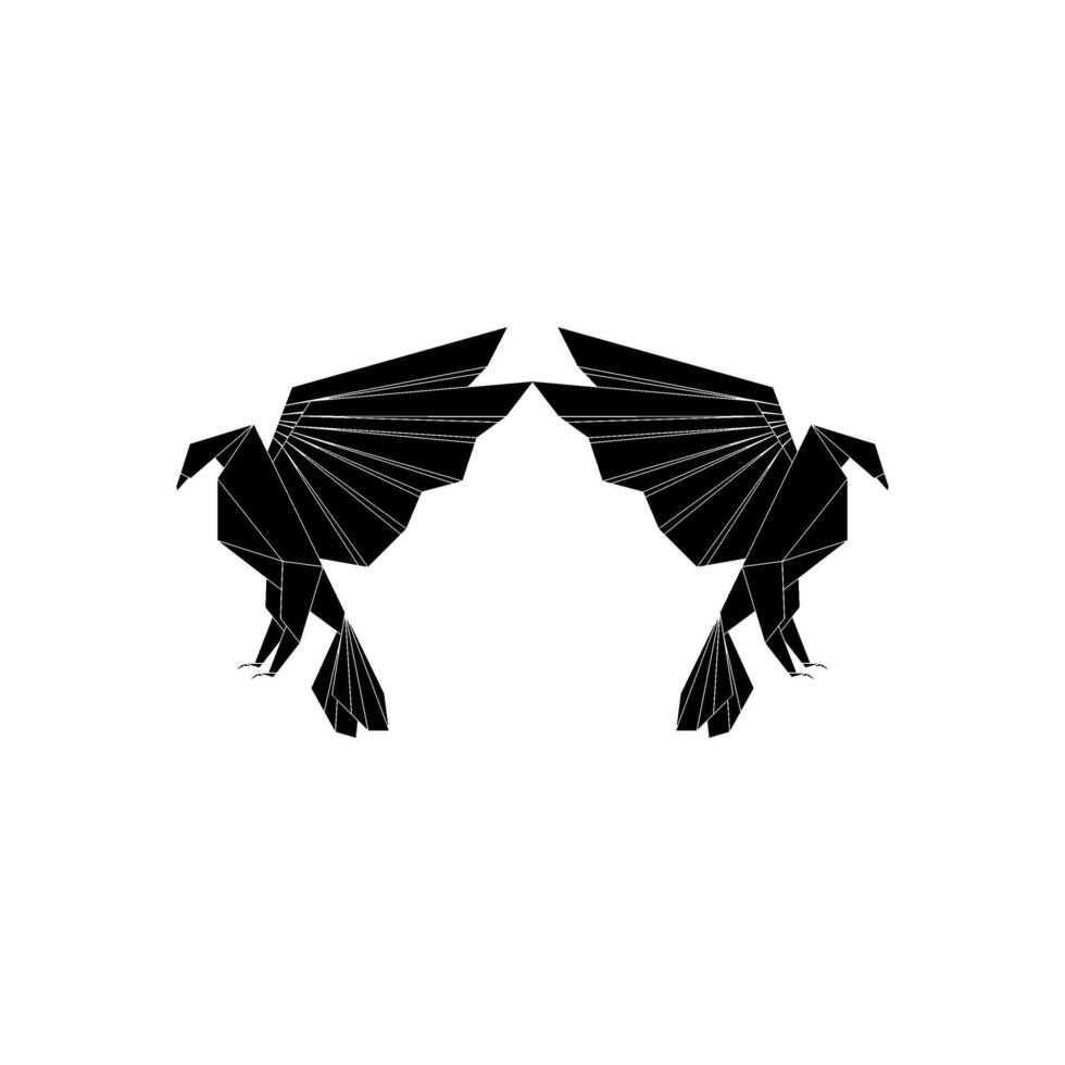 Pair Eagle Shape Inspired by Origami Form, can use for Logo, Pictogram, Bird Figure, Website, Apps, or Graphic Design Element. Editable vector