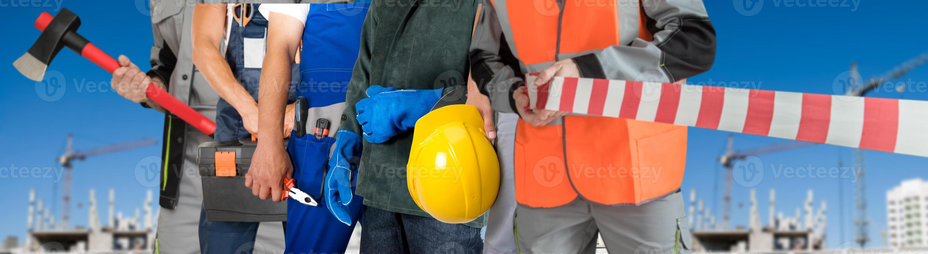 Many workers closeup photo