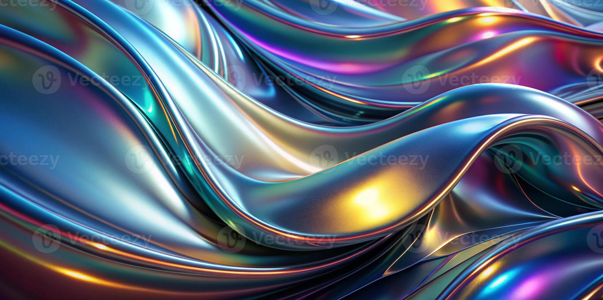 Iridescent fluid waves displaying a variety of colorful textures create a beautiful spectacle photo