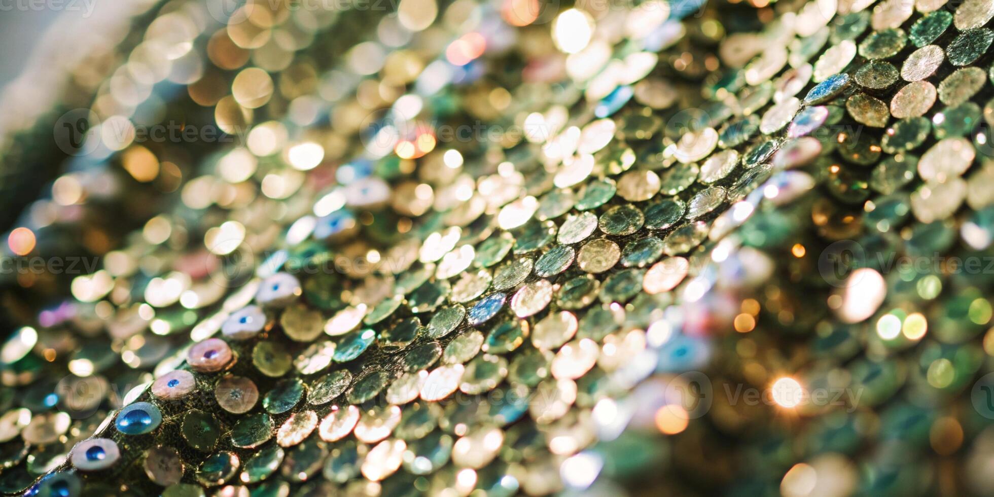 A Stunning Sparkling Green Sequin Textile Featuring Vibrant Colorful Reflections photo