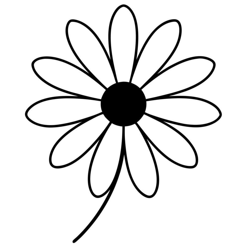 Stylish black daisy silhouette great for graphic designs. vector