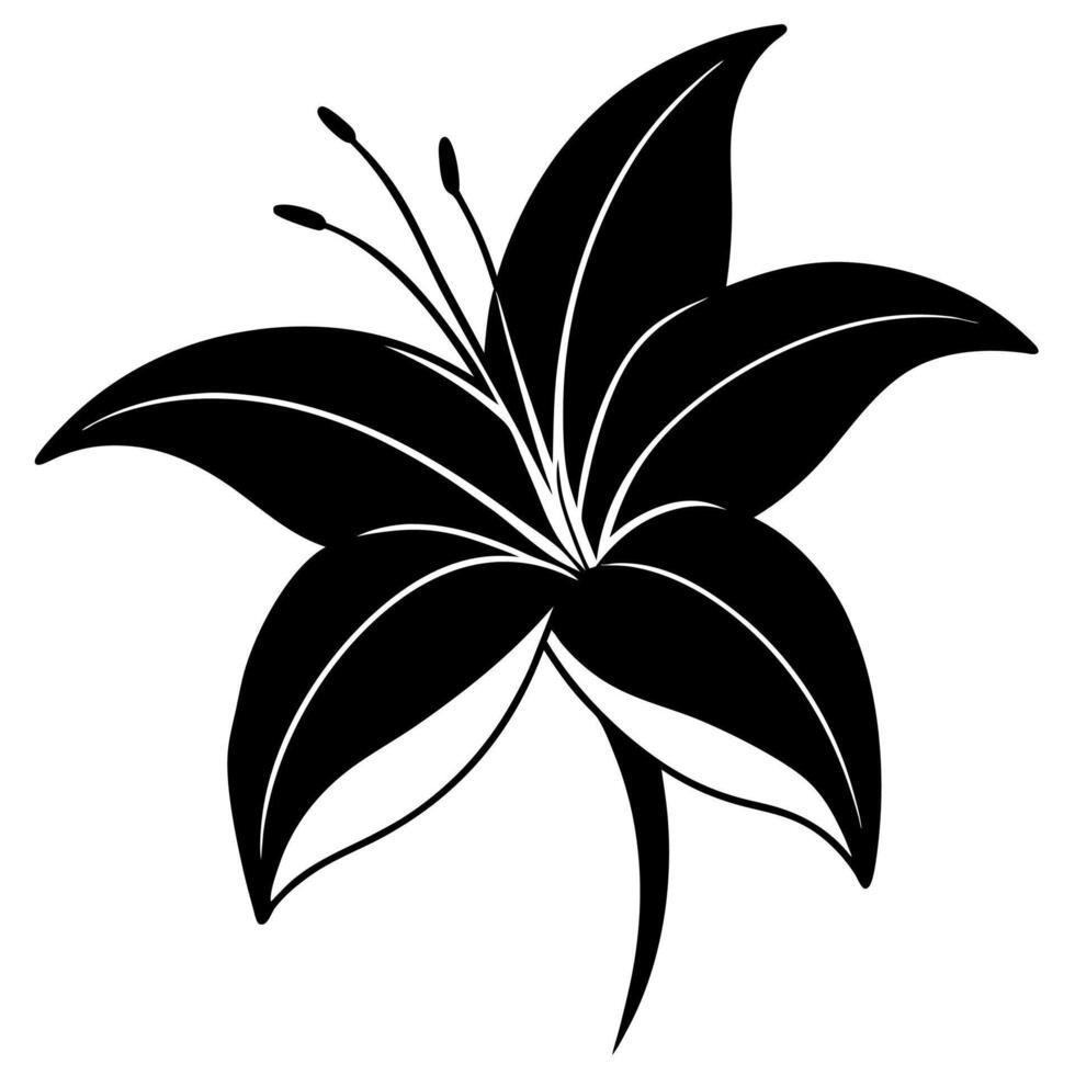 Beautiful lily silhouette for and illustrations. vector