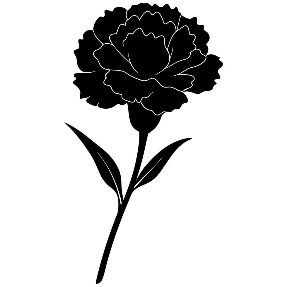 Minimalistic carnation silhouette ideal for creative designs. vector