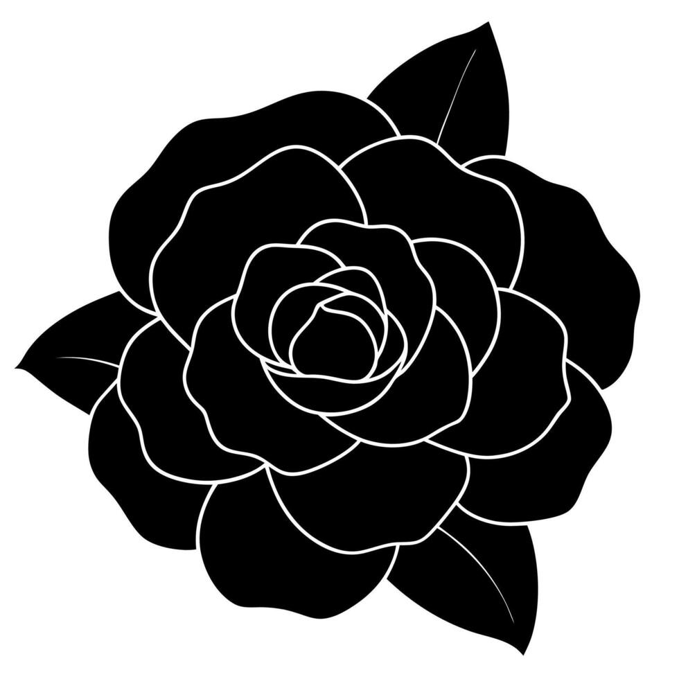 Modern camellia silhouette design botanical artwork vector