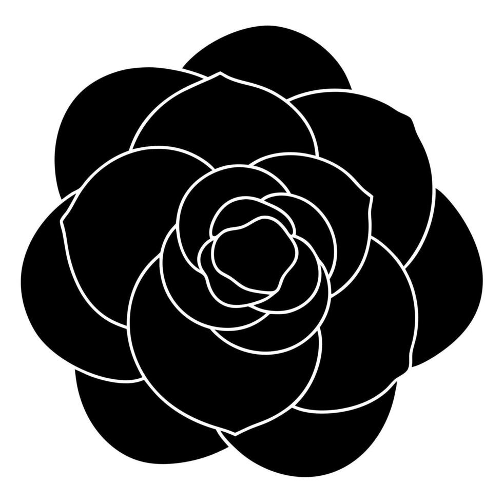 Modern camellia silhouette design stylish botanical artwork vector