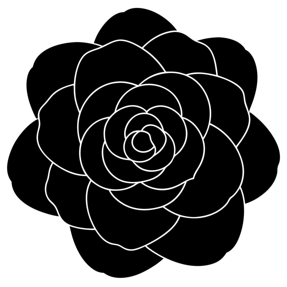Modern camellia silhouette design for botanical artworks. vector