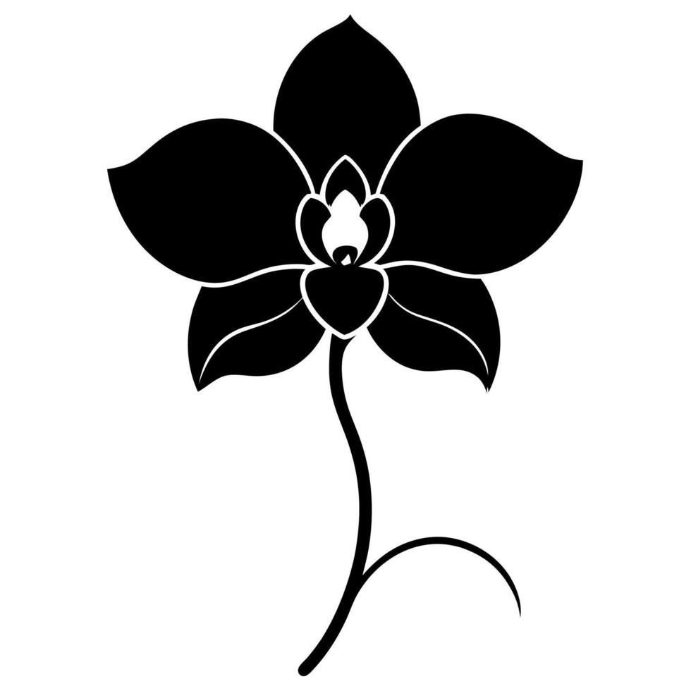 Elegant orchid silhouette design perfect for nature projects. vector