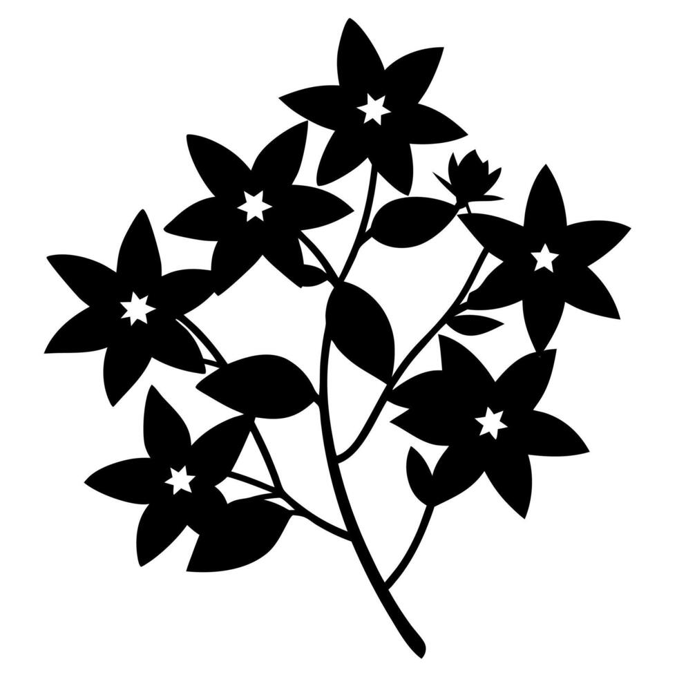 Jasmine flower silhouette cluster in ,for designs. vector